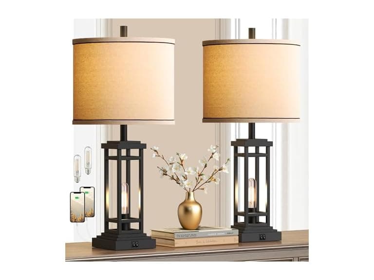 ROTTOGOON Farmhouse Table Lamp Set