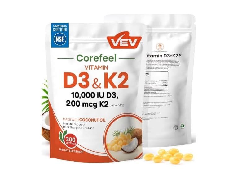 VEV Vitamin D3 K2 Softgels