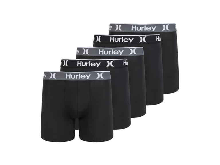 Hurley Men's 5 Pack Solid Boxer Briefs