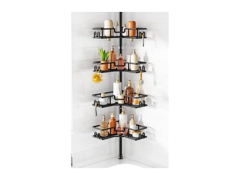 HAMITOR 4-Tier Shower Caddy Tension Pole