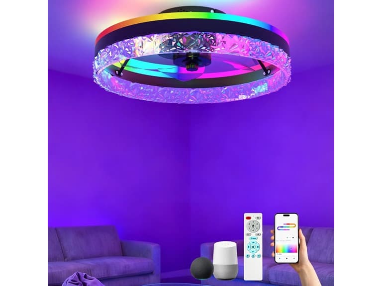 Smart RGB LED Ceiling Fan 20 w/ Remote