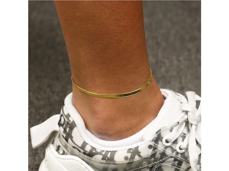 Yeidid 9 or 10" 18K Herringbone Anklet