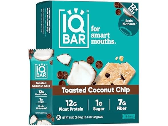 24CT IQBAR Clean Plant Protein Bars | Toasted Cocnut