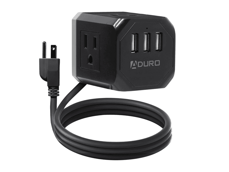 Aduro Square Power Strip - 3 AC Outlets & 3 USB Ports