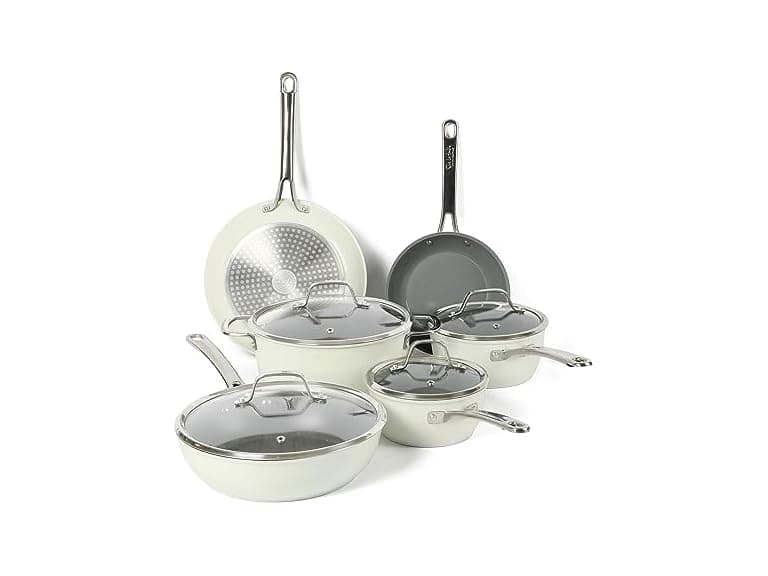 Sur La Table 10 Pc Titanium Ceramic Nonstick Set, Linen