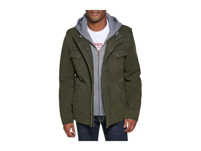 Levis Mens Washed Cotton Military Jacket