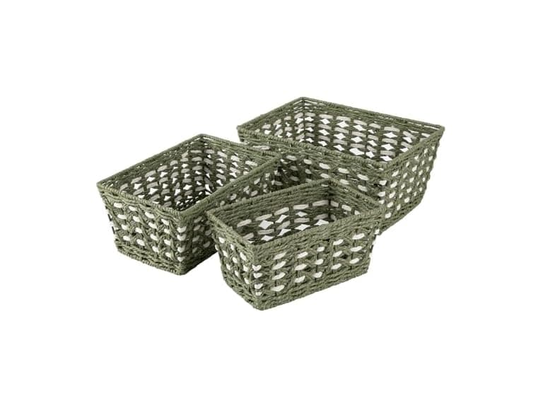 OIAHOMY Wicker Storage Baskets, Green & White