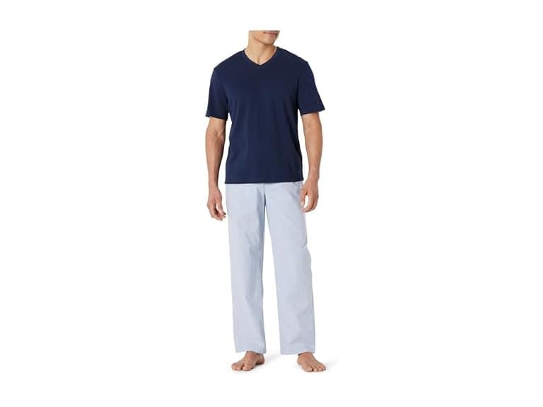 Amazon Essentials Mens Cotton Poplin & Jersey PJ Set