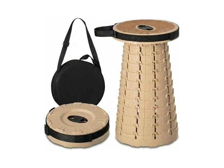 Collapsible Telescopic Round Stool Beige