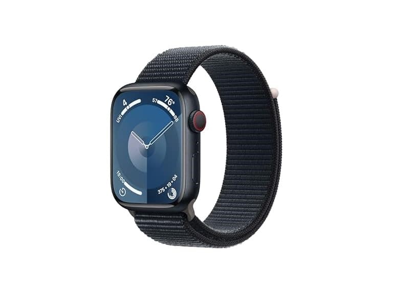 Apple Watch Series 9 [GPS + Cellular 45mm] Smartwatch with Midnight Aluminum Case with Midnight Sport Loop (Brown Box) (Open Box) (New (Brown Box); Open Box)