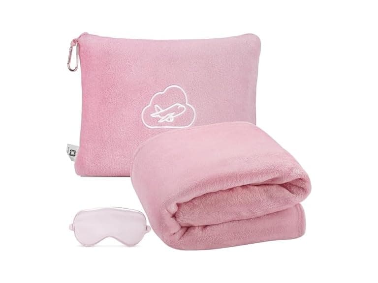 ENZOLVE Travel Blanket Pillow with Bag