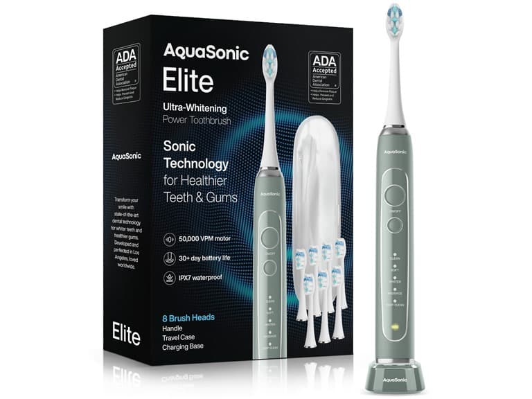 AquaSonic Elite Toothbrush Set Green