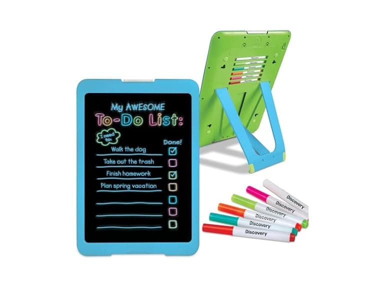 Discovery Neon Glow Drawing Easel w/ 6 Color Markers
