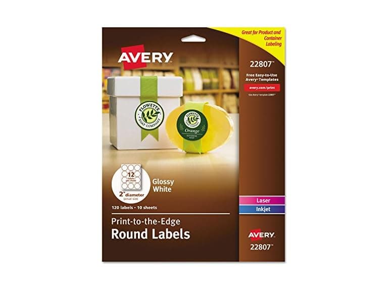 Avery Printable Round Labels with Sure Feed Technology, Glo
