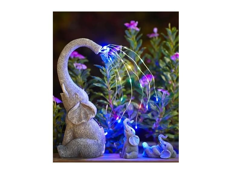3 Pc Solar Elephant Garden Statue Set