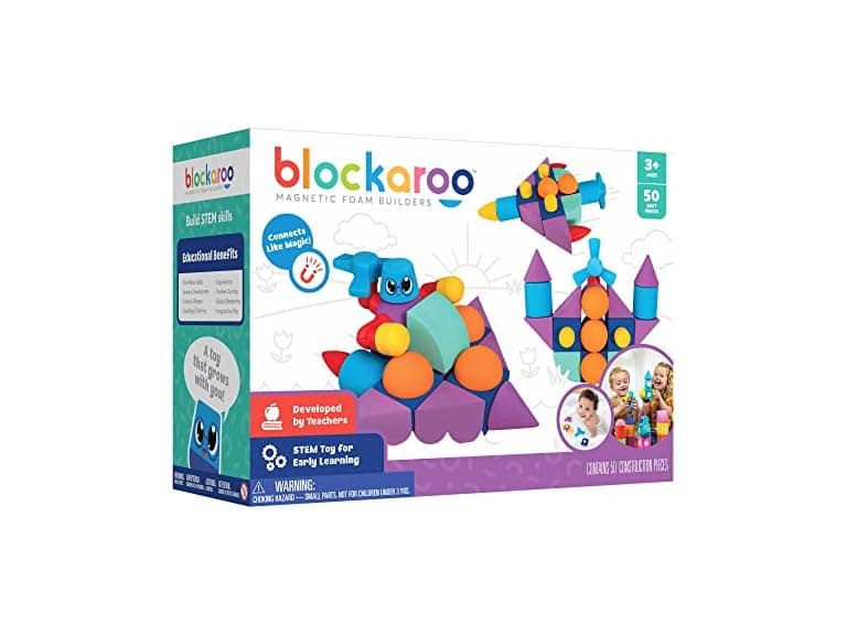 Blockaroo Magnetic Foam Building Blocks - 50-Piece Set