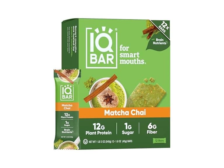 24CT IQBAR Clean Plant Protein Bars - Matcha Chai