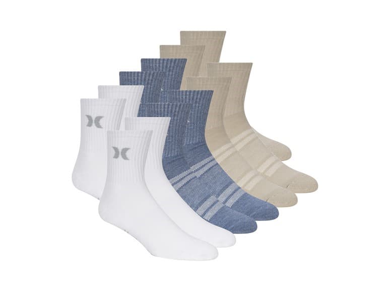 Hurley Men's 12-Pairs High Quarter Crew Socks