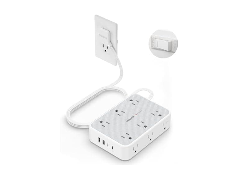 TESSAN 10ft Cord Power Strip (12 Outlets, 4 USB)