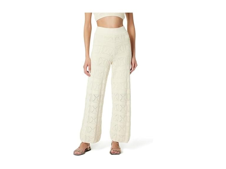 The Drop Women Diza Pull Flare Leg Crochet Pant