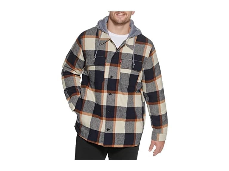 Levi's Mens Plaid Sherpa Lined Hooded Jacket