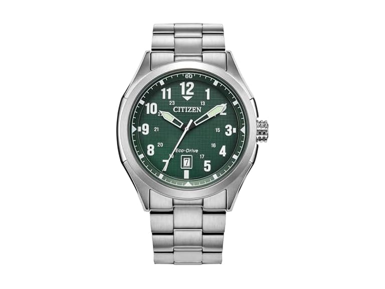 Citizen Men Force Silver-Tone Bracelet & Green Dia