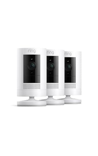 Ring Outdoor Cam (Stick Up Cam...orks with Alexa, 3-pack, White