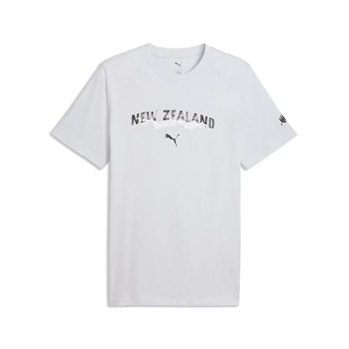 PUMA Men's New Zealand T-Shirt, Silver Mist- Black SS26, Small Nz Ftblculture Tee