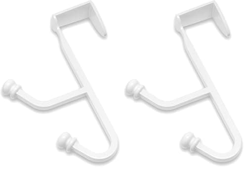 Whitmor Over the Door Double Hook, White (Pack of 2)