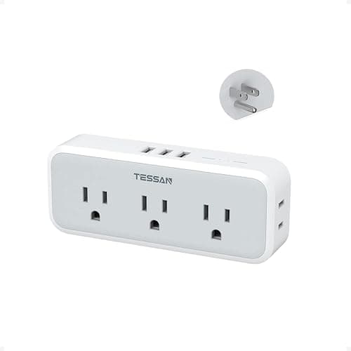 Multi Plug Outlet Splitter, TESSAN Wall Surge Protector 5 Outlet Extender 3 USB Charger Adapter, 3 Way Multiple Power Electrical Plug Expander