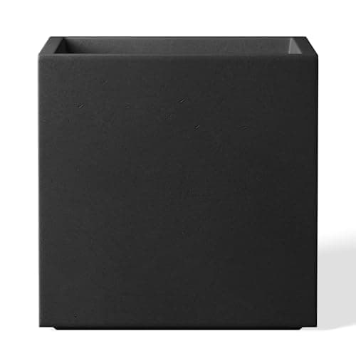 Kante 12 Inch Square Concrete ...ge Hole and Rubber Plug, Black