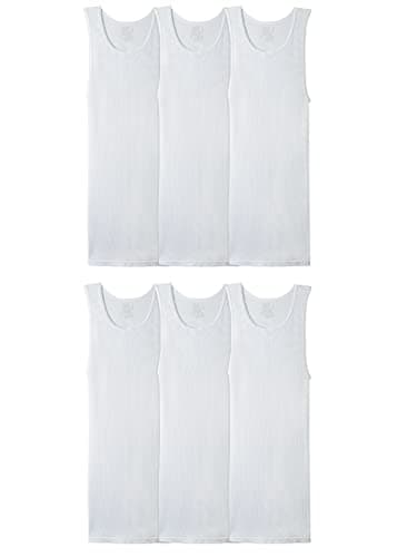Fruit of The Loom Men's Tag-Free Tank A-Shirt, Big Man - 6 Pack - White, 4X-Large