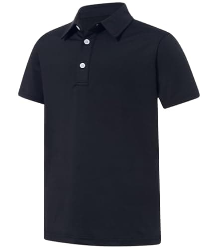 Cuddomper Boys Polo Black Size 5-6 Short Sleeve Golf Performance Shirt School Uniform for Active Casual