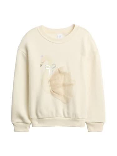 GAP Baby Girl Logo Crew Sweatshirt Ivory Frost 6-12M