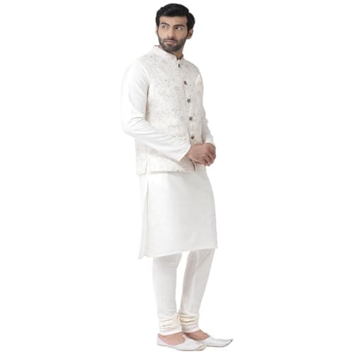 KISAH Men Regular Kurta Jacket Set KA-0160-5120-C101-40 Cream