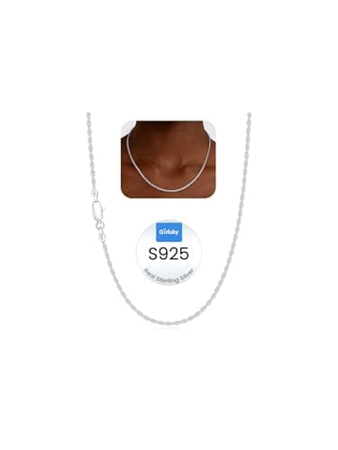 Girluky 925 Sterling Silver Chain Necklace for Women, 2mm Rope Chains Silver Chain for Women, Sturdy & Durable Sterling Silver Necklace, 18 Inch