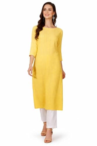 Vastra Verse Women’s Cotton Printed Straight Kurti | 3/4 Sleeve Casual Tunic Top | Soft & Comfortable Kurta for Women(US, Alpha, X-Large, Regular, Regular)
