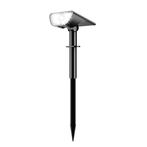 RUIKORING Solar Spot Lights Outdoor Waterproof, 73 LED Landscape Spotlight with 3 Lighting Modes, Dusk to Dawn Auto On/Off, 2-in-1 Wall & Ground Mount for Yard, Garden & Pathway, Cool White, 1 Pack