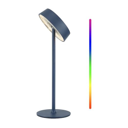 Cordless Lamp, Rechargeable Table Lamp, Battery Operated, RGB Dimmable Touch Control, 3 Color Temperatures, LED Memory Function, Portable Outdoor Waterproof, Restaurant Dining Patio Kitchen, Blue 1Pc