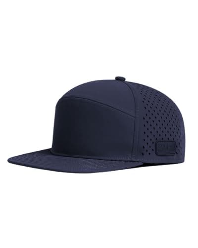 Zylioo XXL Oversize Performance Snapback Hat, Adjustable Flat Bill Caps,Laser Perforated Cap for Golf, Running Workout Navy Blue