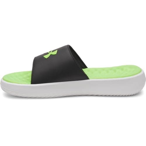 Under Armour Men's Ignite Pro 8 Fixed Band Slides, (003) Black/White/Hyper Green, 10, US