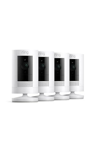 Ring Outdoor Cam (Stick Up Cam...orks with Alexa, 4-pack, White