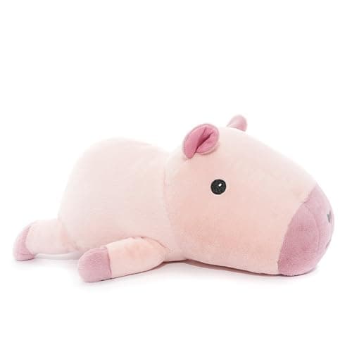 WEIGEDU Plush Pink Capybara Stuffed Animal Toy – 18.9 Inch Soft Cuddly Pillow Pet for Kids, Toddlers & Adults – Kawaii Sleeping Capybara Plushie, Cute Animal Hugging Toy for Bed, Sofa & Gift