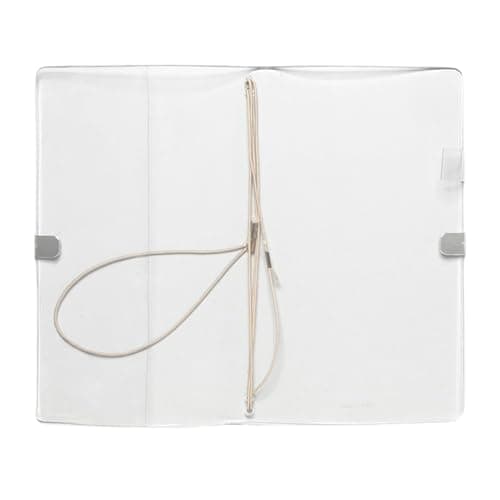 Cloth & Paper Clear Vinyl Travel Notebook Cover | A5 Slim Size 5 1/8" x 8 3/4" | Transparent Planner Cover with Elastic Binding for 4 Refills | Clear Notebook Cover for Planners – Beige Bungee Closure