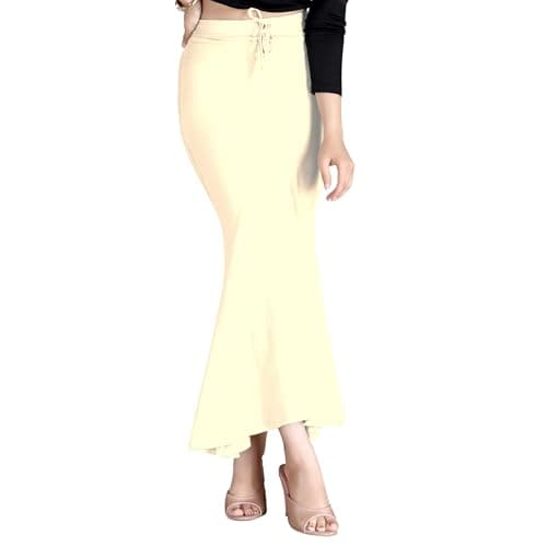 Chandrakala Saree Shapewear for Women Seamless Stretchable Mermaid Sari Shaper Petticoat Girls,X-Large, Off-White (S117OFF5)