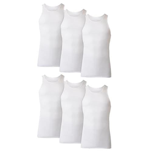 Hanes Men Tank Top Undershirt Pack, Cool & Breathable Cotton, Moisture-Wicking Ribbed Tanks for Men, Multi-Pack