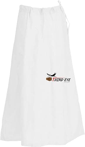 Third Eye Export Sari Petticoat Cotton Stitched Adjustable Waist Saree Underskirt Lining White Skirt (Waist: 26" - 42" || Length: 38"), White