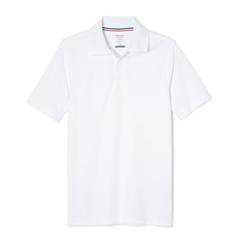 French Toast Boys' Short Sleeve Moisture Wicking Stretch Sport Polo Shirt (Kids Standard & Husky Sizes), White, 10-12