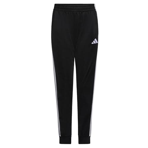 adidas Boys Big Kids 3-Stripe Jogger Pants | 100% Polyester Athletic Training Pants with Elastic Waistband | | Black| Small