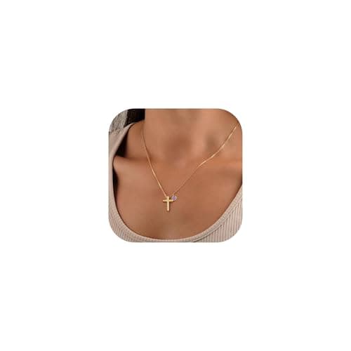 Birthstone Cross Necklace Only $3.99 on Amazon